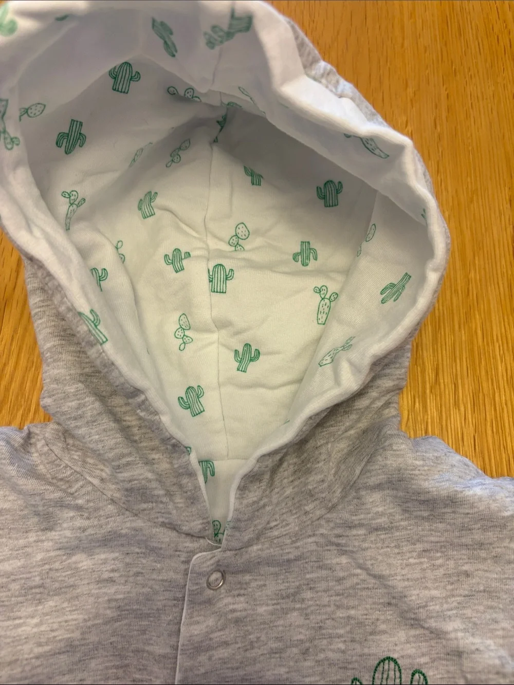 Absorba Gray Hoodie Jacket & White Cactus Print Footed Onesie - aged 18months
